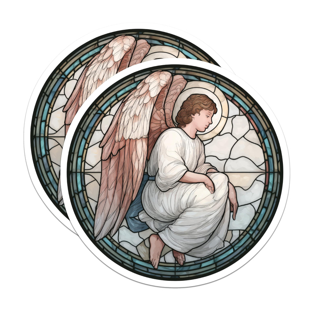 (2 Pack) Angel Magnets - Stained Glass Style - Religious Home Decor - 5" On Longest Side - Premium Magnet - for Cars, Refrigerators, Toolboxes, Lockers - Made in USA - MAG14175