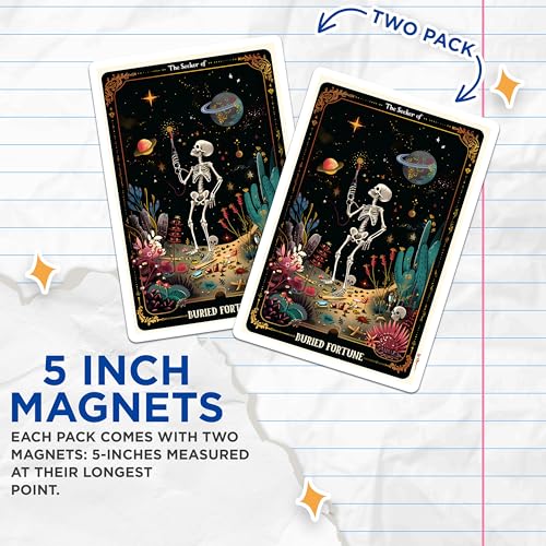 (2 Pack) Cosmic Skeleton Decor Magnet - 5" On Longest Side - Sticks to Smooth Flat Surfaces - Made in USA - MAG10020