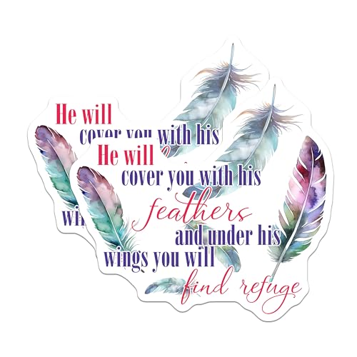 (2 Pack) He Will Cover You with His Feathers Magnets Magnets - Inspirational Quote - Spiritual Decor - 5" On Longest Side - Made in USA - Sticks to Refrigerators & Metal Surfaces - MAG8583