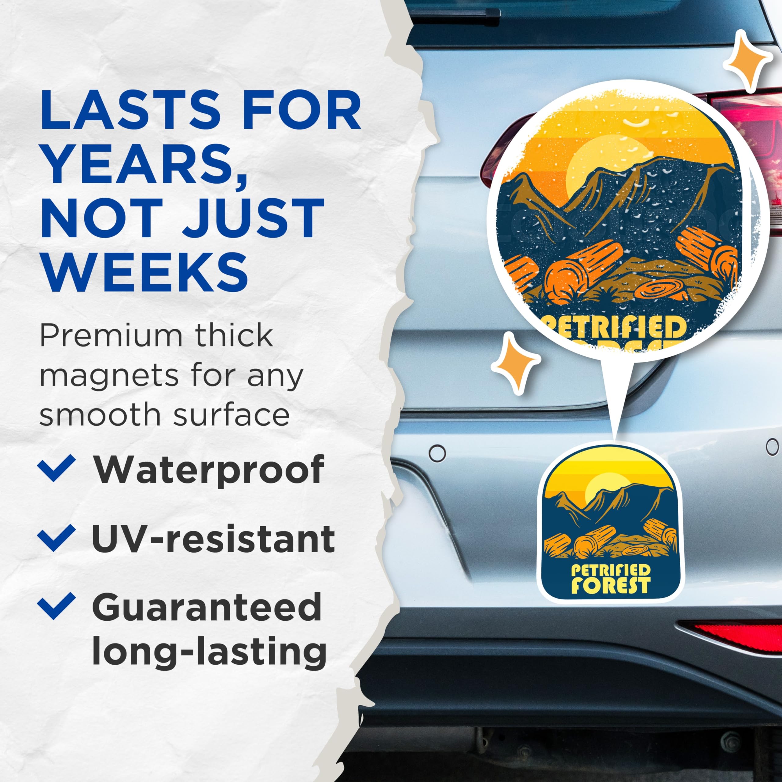 (2 Pack) Petrified Forest Magnets - National Park Decor - Travel Souvenir Magnets - 5" On Longest Side - Premium Magnet - for Cars, Refrigerators, Toolboxes, Lockers - Made in USA - MAG18915