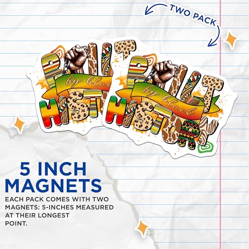 (2 Pack) Black History Magnets - Bold and Colorful - 5" On Longest Side - for Cars, Fridges, Toolboxes - Made in USA - MAG7855