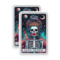 (2 Pack) Sass Queen Stickers - Space Skeleton Stickers - Red Lipstick Art Stickers - 5" On Longest Side - Sticks to Smooth Flat Surfaces - Made in USA - BMCS5293