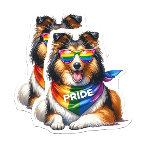 (2 Pack) Pride Dog Magnets - Rainbow Dog - Cute Dog Sunglasses Art Magnet - Colorful Dog Accessories - 5" On Longest Side - for Cars, Fridges, Toolboxes - Made in USA - MAG6980