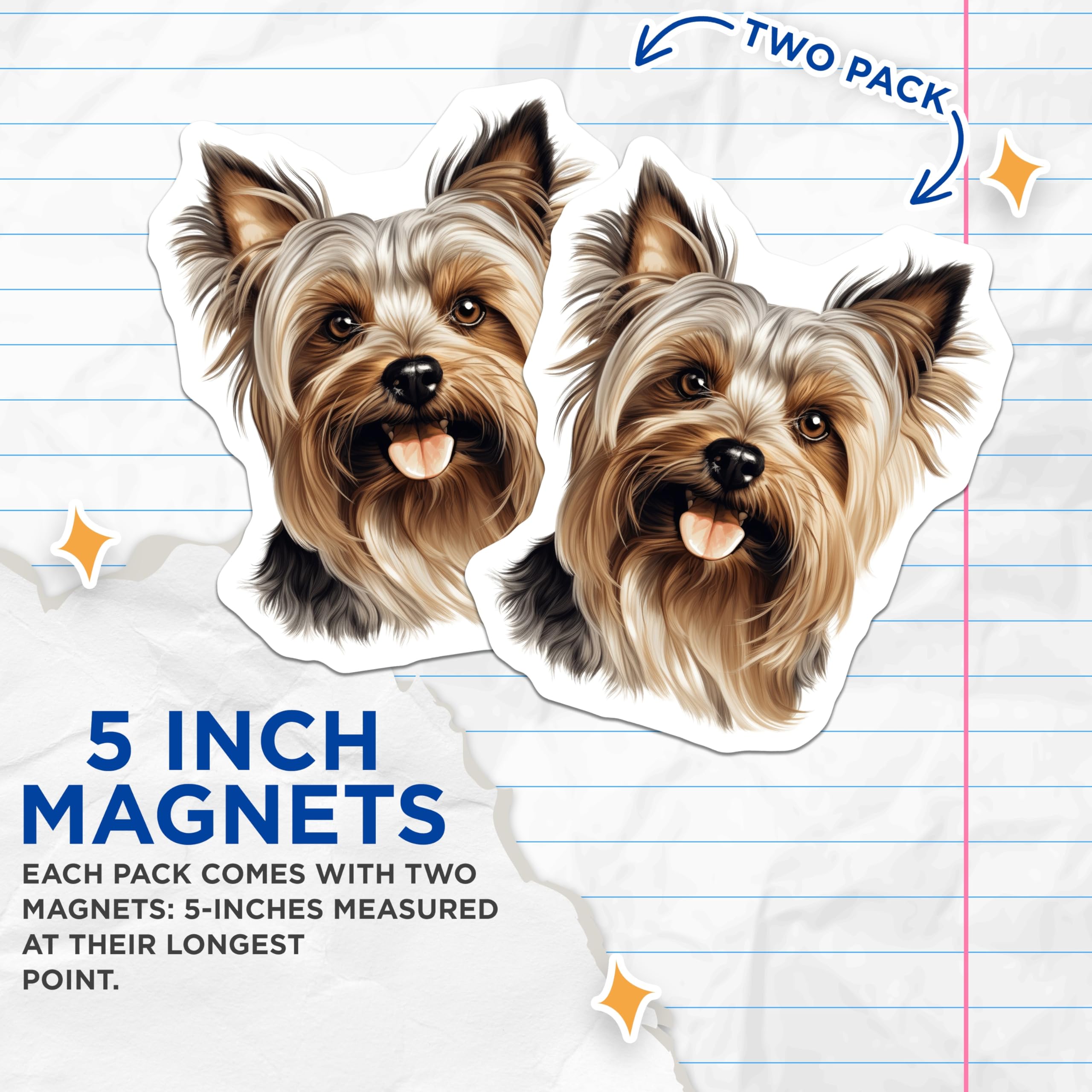 (2 Pack) Yorkshire Terrier Magnets - Yorkie Dog Art - Pet Lover Fridge Decor - 5 Inches On Longest Side - Thick Durable Magnet - Made in USA - MAG23289