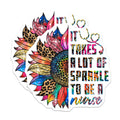 (2 Pack) Nurse Magnets - Sunflower Nurse - Sparkle Nurse Refrigerator Decorations - 5" On Longest Side - Premium Magnet - for Cars, Refrigerators, Toolboxes, Lockers - Made in USA - MAG18512