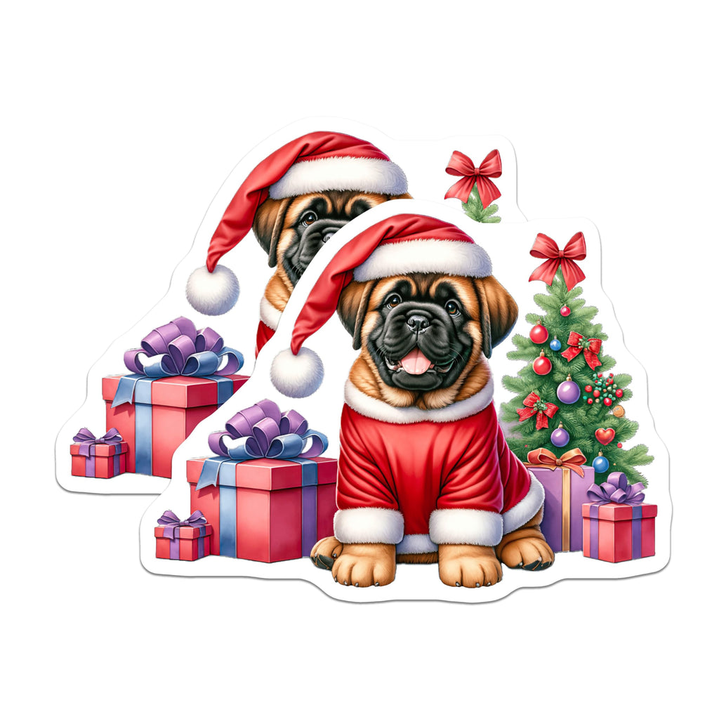 (2 Pack) Christmas Puppy Magnets - Santa Dog Holiday Decor - Pet Lover Refrigerator Fun - Festive Kennel Accessory - 5 Inches On Longest Side - Thick Durable Magnet - Made in USA - MAG30909
