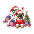(2 Pack) Christmas Puppy Magnets - Santa Dog Holiday Decor - Pet Lover Refrigerator Fun - Festive Kennel Accessory - 5 Inches On Longest Side - Thick Durable Magnet - Made in USA - MAG30909