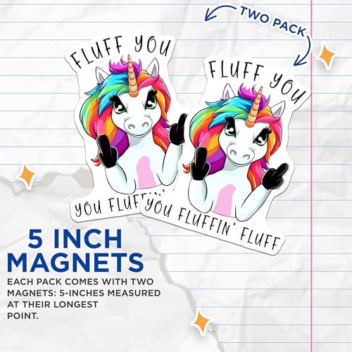 (2 Pack) Unicorn Humor Magnets - Novelty Refrigerator Decor - 5" On Longest Side - for Cars, Fridges, Toolboxes - Made in USA - MAG7808