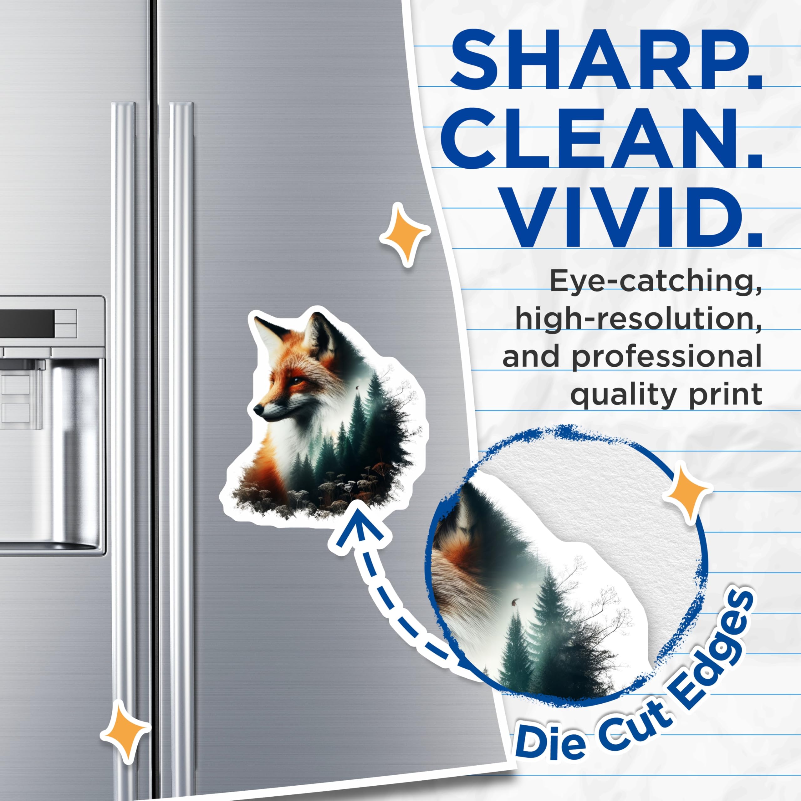 (2 Pack) Fox Magnets - Woodland Animal Decor - Forest Scene Magnets - 5" On Longest Side - Premium Magnet - for Cars, Refrigerators, Toolboxes, Lockers - Made in USA - MAG15459