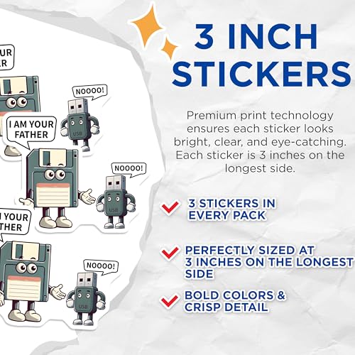 (3 Pack) I Am Your Father Decals - Funny Computer Decal - Geeky Tech Decals - 3 Inches On Longest Side - Easy Peel & Apply - Made in USA - 3MCS6186