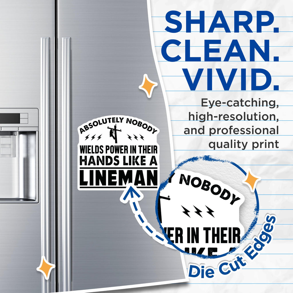(2 Pack) Lineman Magnets - Absolutely Nobody Wields Power Like a Lineman - Utility Pole Worker Recognition - 5 Inches On Longest Side - Thick Durable Magnet - Made in USA - MAG22622