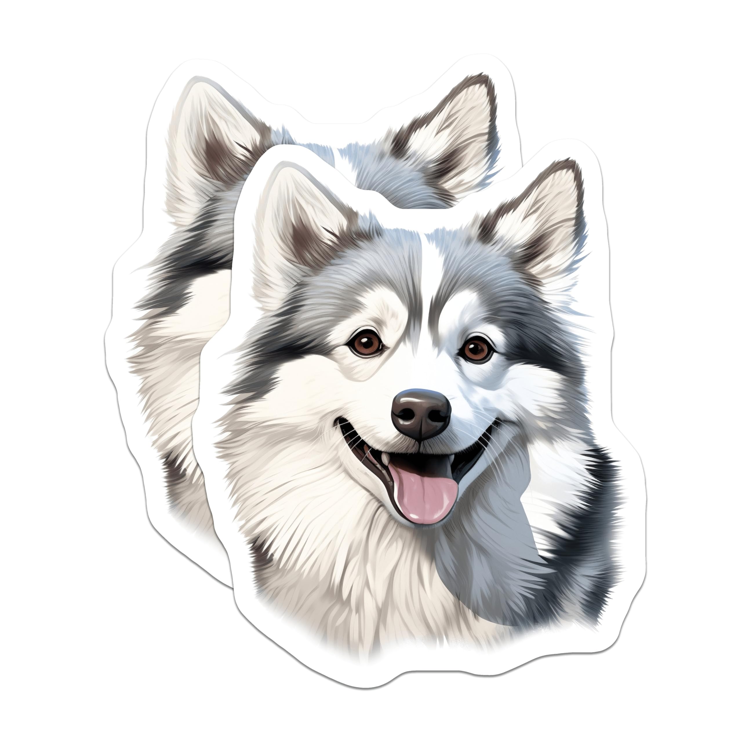 (2 Pack) Siberian Husky Magnets - Happy Canine Pet Decor - Cute Animal Art Collectible - Dog Parent Fridge Accent - 5 Inches On Longest Side - Thick Durable Magnet - Made in USA - MAG28216