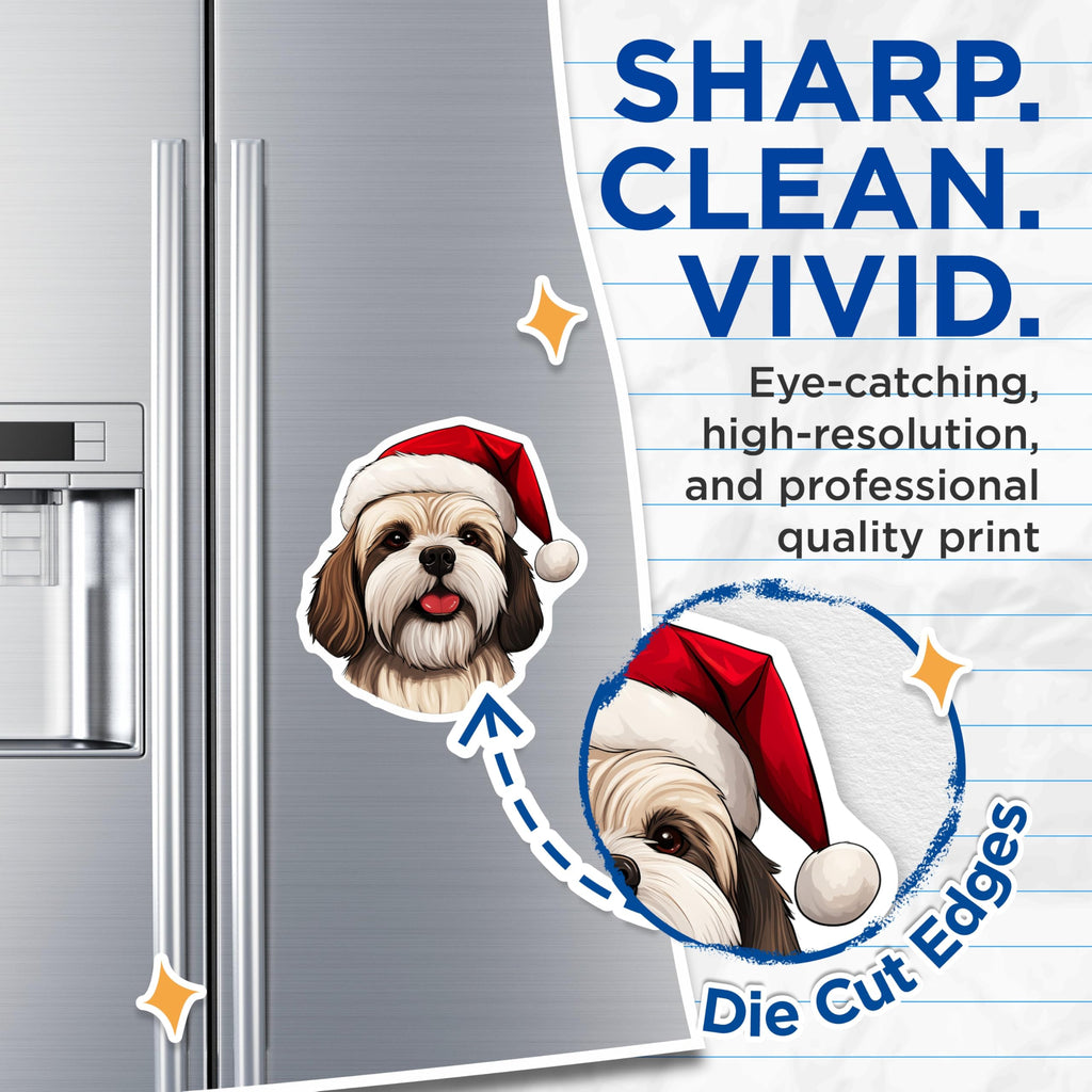 (2 Pack) Shih Tzu Christmas Magnets - Santa Hat Dog Decor - Festive Pet Lover - Holiday Fridge Magnet Accessory - 5 Inches On Longest Side - Thick Durable Magnet - Made in USA - MAG30065