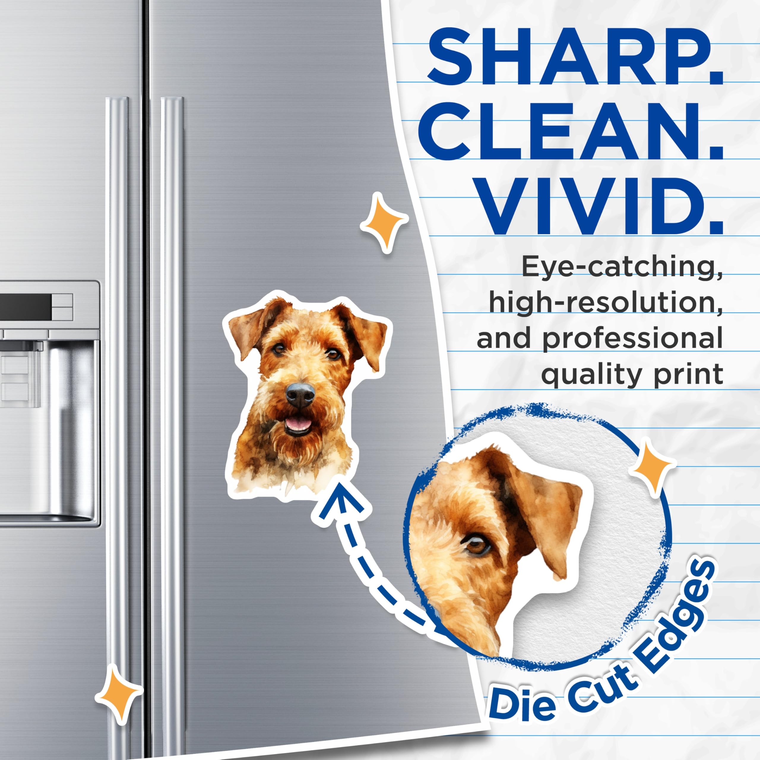 (2 Pack) Irish Terrier Dog Magnets - Watercolor Pet Art Decor - Dog Mom Fridge Magnets - Unique Animal Lover - 5 Inches On Longest Side - Thick Durable Magnet - Made in USA - MAG29667