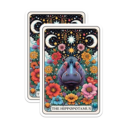 (2 Pack) Hippopotamus Art Magnets - Colorful Animal Art - Ative Floral Magnet - 5" On Longest Side - for Cars, Fridges, Toolboxes - Made in USA - MAG4467