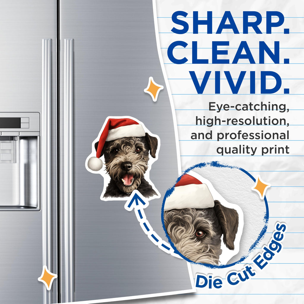 (2 Pack) Christmas Schnauzer Dog Magnets - Holiday Pet Decor - Cute Animal Magnets - 5 Inches On Longest Side - Thick Durable Magnet - Made in USA - MAG26918