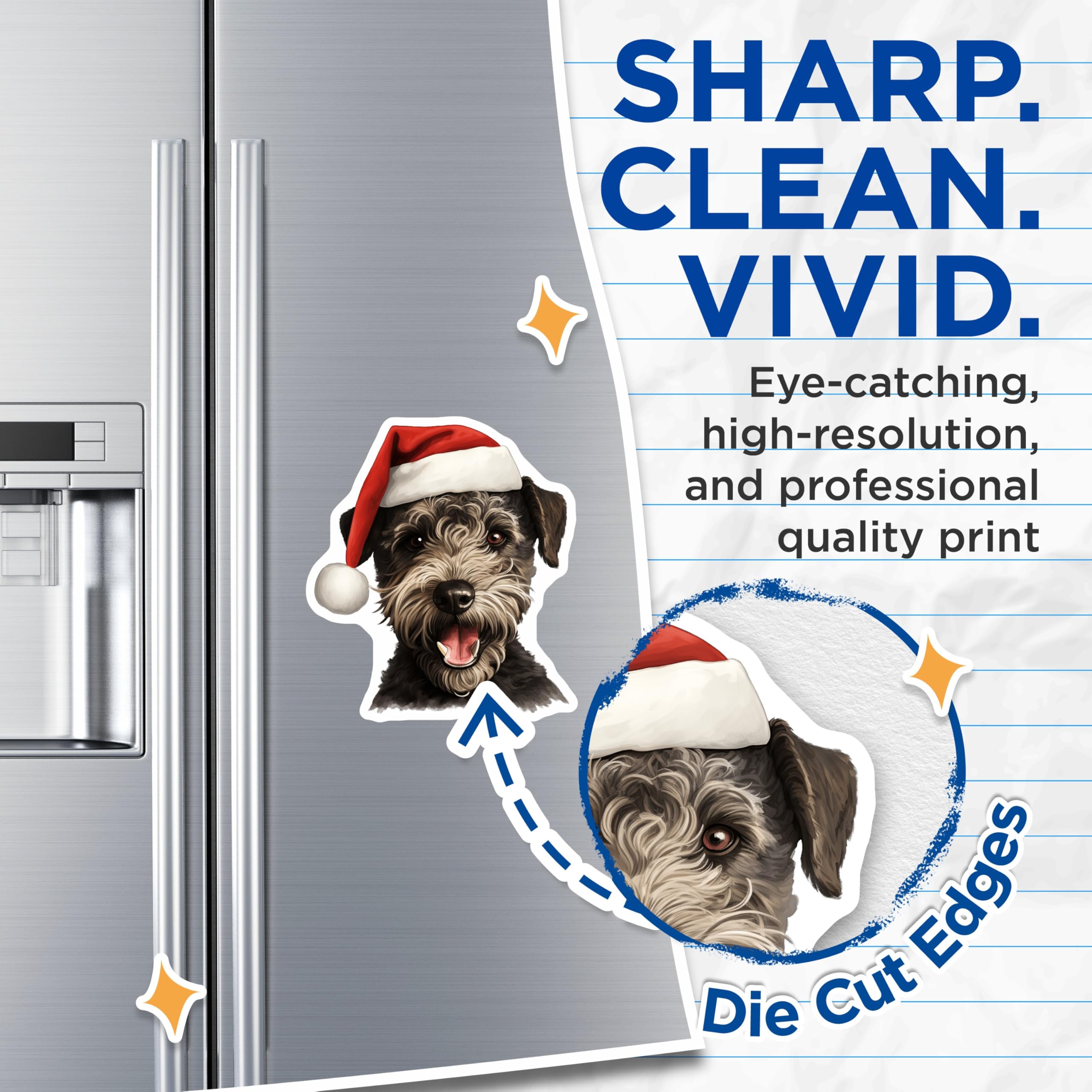 (2 Pack) Christmas Schnauzer Dog Magnets - Holiday Pet Decor - Cute Animal Magnets - 5 Inches On Longest Side - Thick Durable Magnet - Made in USA - MAG26918