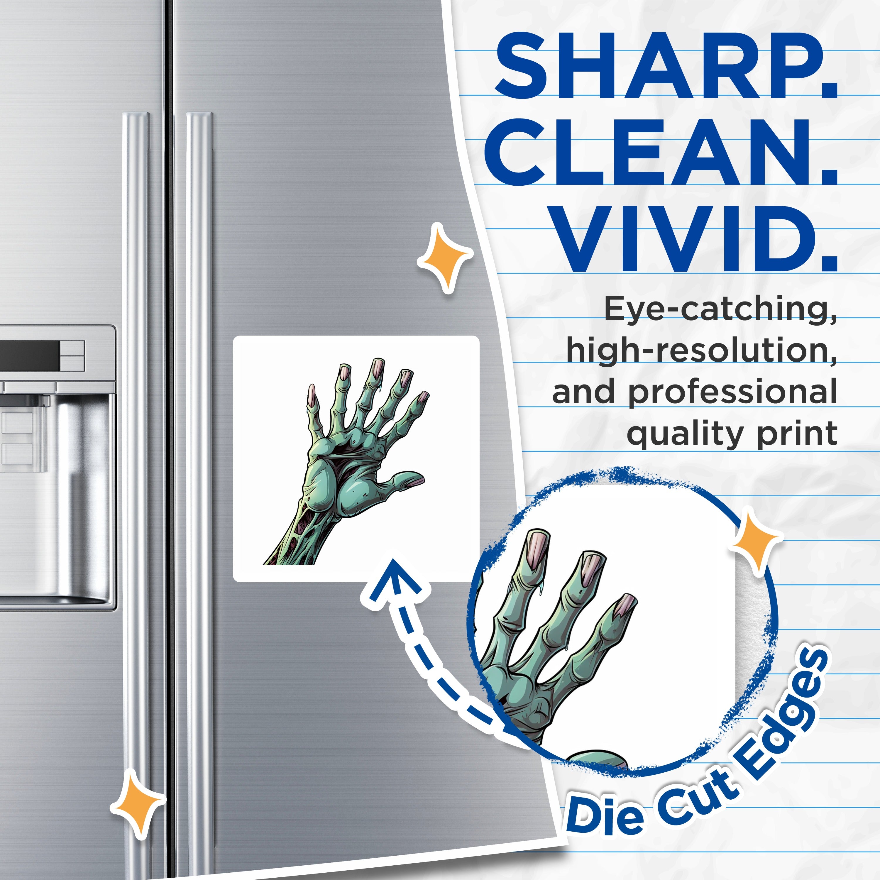 (2 Pack) Zombie Hand Magnets - Undead Ghoul Decor - Spooky Halloween Fridge Art - Horror Fan Accents - 5 Inches On Longest Side - Thick Durable Magnet - Made in USA - MAG36846