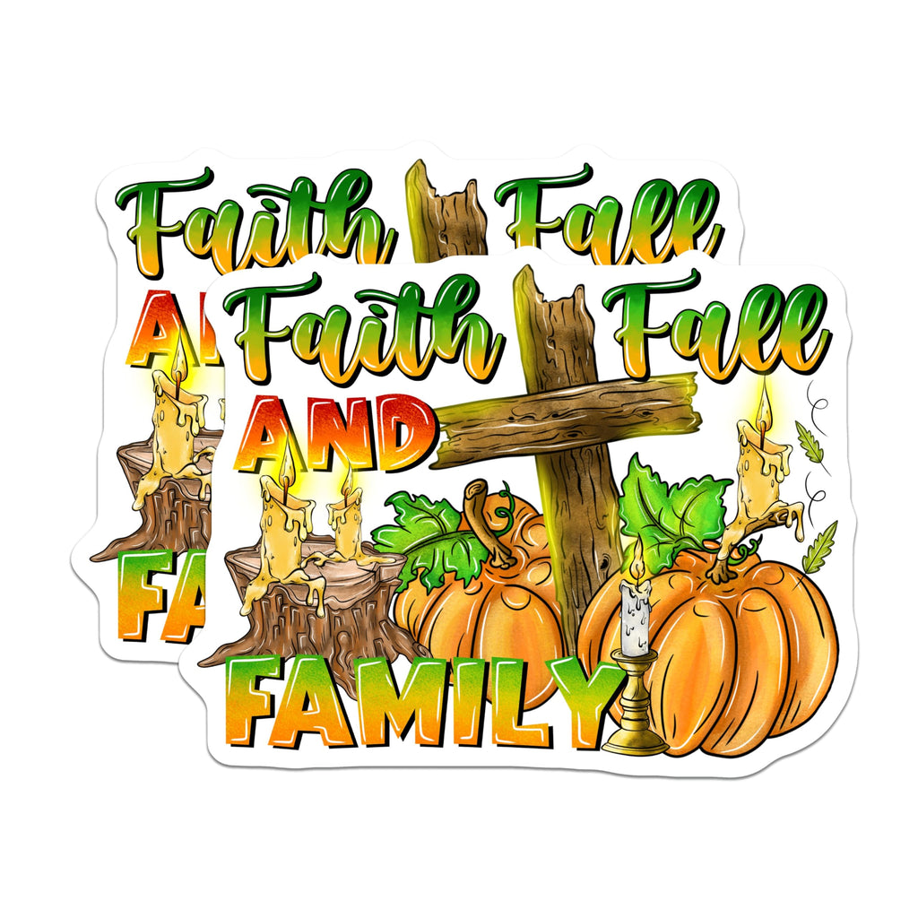 (2 Pack) Faith Fall Family Magnets - Rustic Autumn Decor - Christian Home Accent - 5 Inches On Longest Side - Thick Durable Magnet - Made in USA - MAG29032