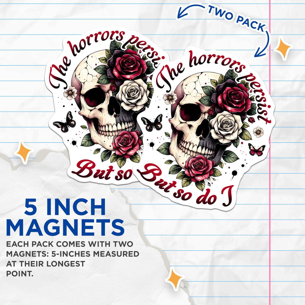 (2 Pack) Skull Art Magnets - Skull Decor - Gothic Skull Design - 5" On Longest Side - for Cars, Fridges, Toolboxes - Made in USA - MAG7384
