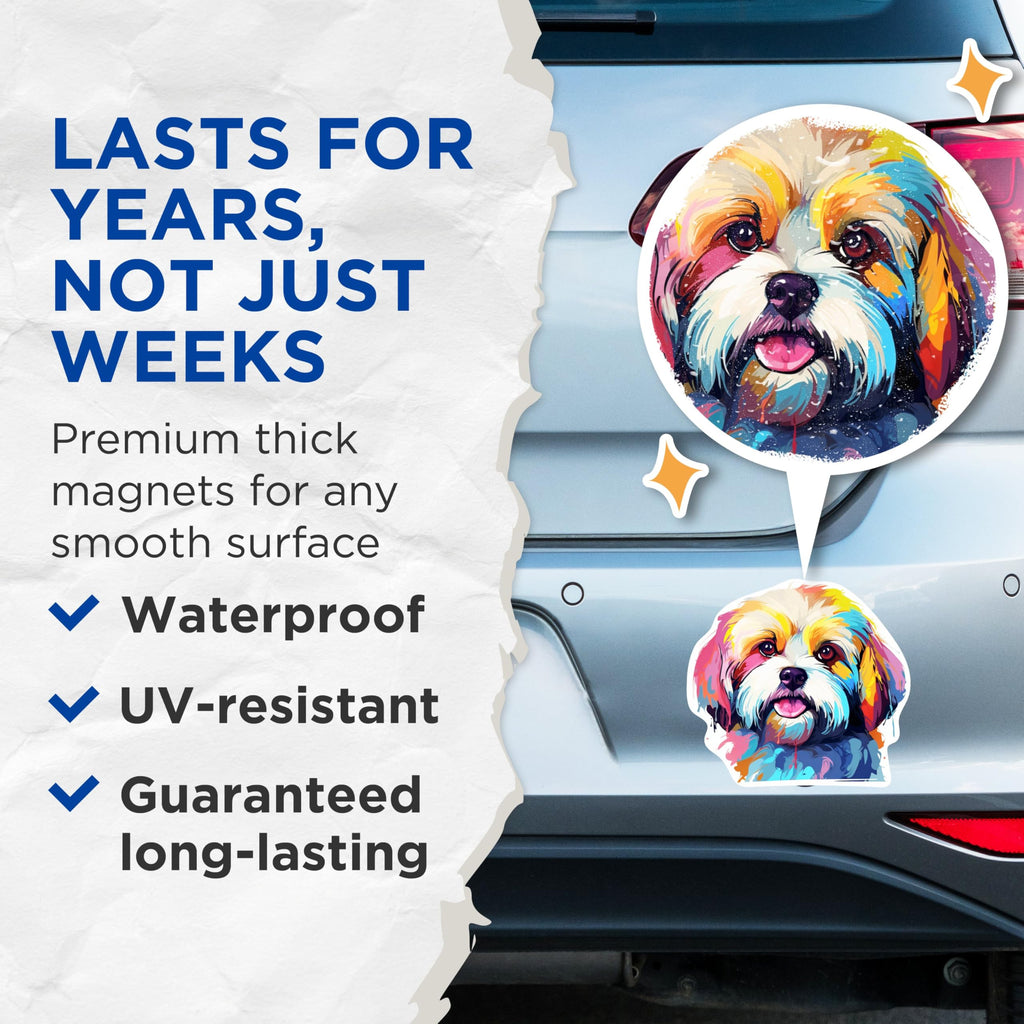 (2 Pack) Lhasa Apso Dog Breed Magnets - 5 Inches On Longest Side - Choose from Over 100 Dog Breeds - for Cars, Refrigerators, Toolboxes - Made in USA - MAG1895