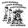 (3 Pack) Raccoon Decals - Even Baddies Get Saddies - Cowboy Hat Raccoon - 3 Inches On Longest Side - Easy Peel & Apply - Made in USA - 3MCS2514