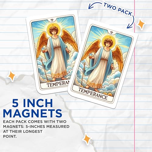 (2 Packs) Temperance Tarot Card Magnets - Metaphysical Spiritual Mystic Magnets - 5 Inches On Longest Side - Premium Magnet - for Fridges, Toolboxes, Cars - Made in USA - MAG2257