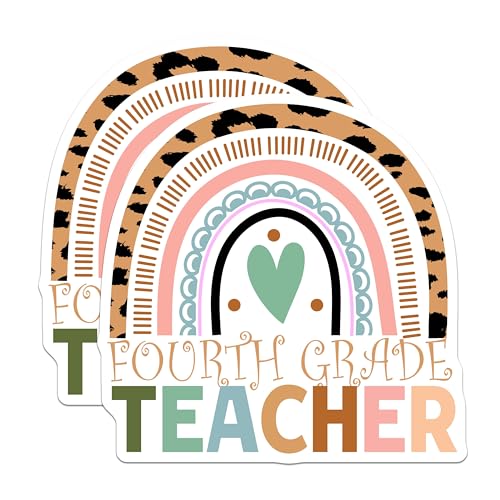 (2 Pack) Fourth Grade Teacher Magnets Magnets - Classroom Decor - 5" On Longest Side - Made in USA - Sticks to Refrigerators & Metal Surfaces - MAG8800