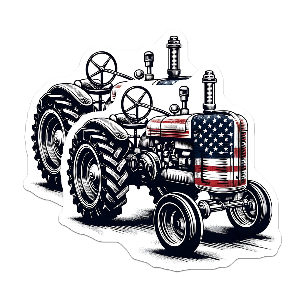 (2 Pack) Tractor Magnets - American Flag Art - Farmhouse Decor - 5" On Longest Side - Premium Magnet - for Cars, Refrigerators, Toolboxes, Lockers - Made in USA - MAG15981