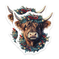 (2 Pack) Highland Cow Christmas Wreath Magnets - Festive Farm Animal Refrigerator Decor - Winter Holiday Accent - 5 Inches On Longest Side - Thick Durable Magnet - Made in USA - MAG39528