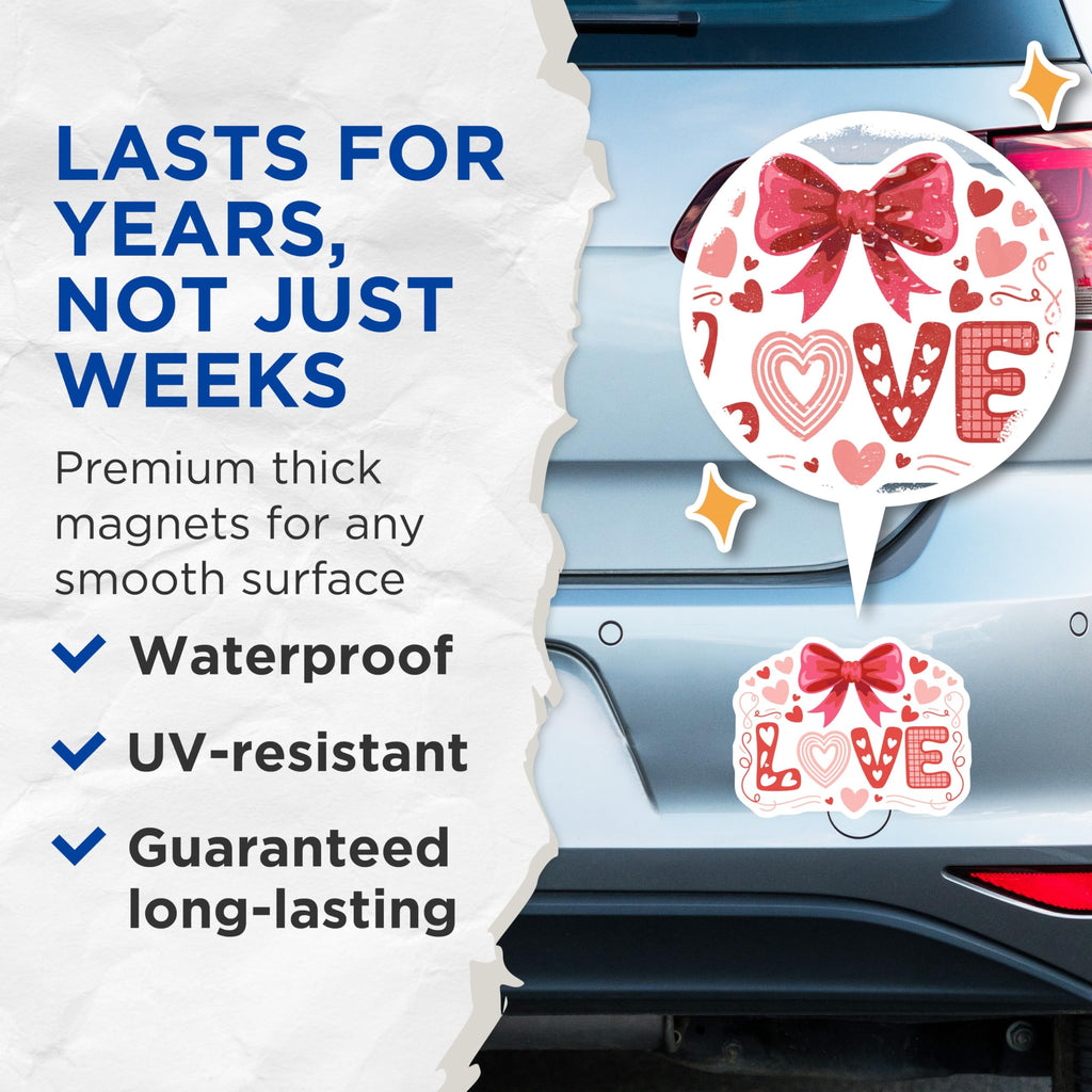 (2 Pack) Love Magnets - Heart Magnets - Valentine's Day Magnets - 5" On Longest Side - Premium Magnet - for Cars, Refrigerators, Toolboxes, Lockers - Made in USA - MAG15495