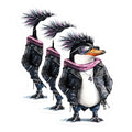 (3 Pack) Cool Penguin Decals - Rocker Bird Stickers - Laptop Animal Art - 3 Inches On Longest Side - Easy Peel & Apply - Made in USA - 3MCS8256