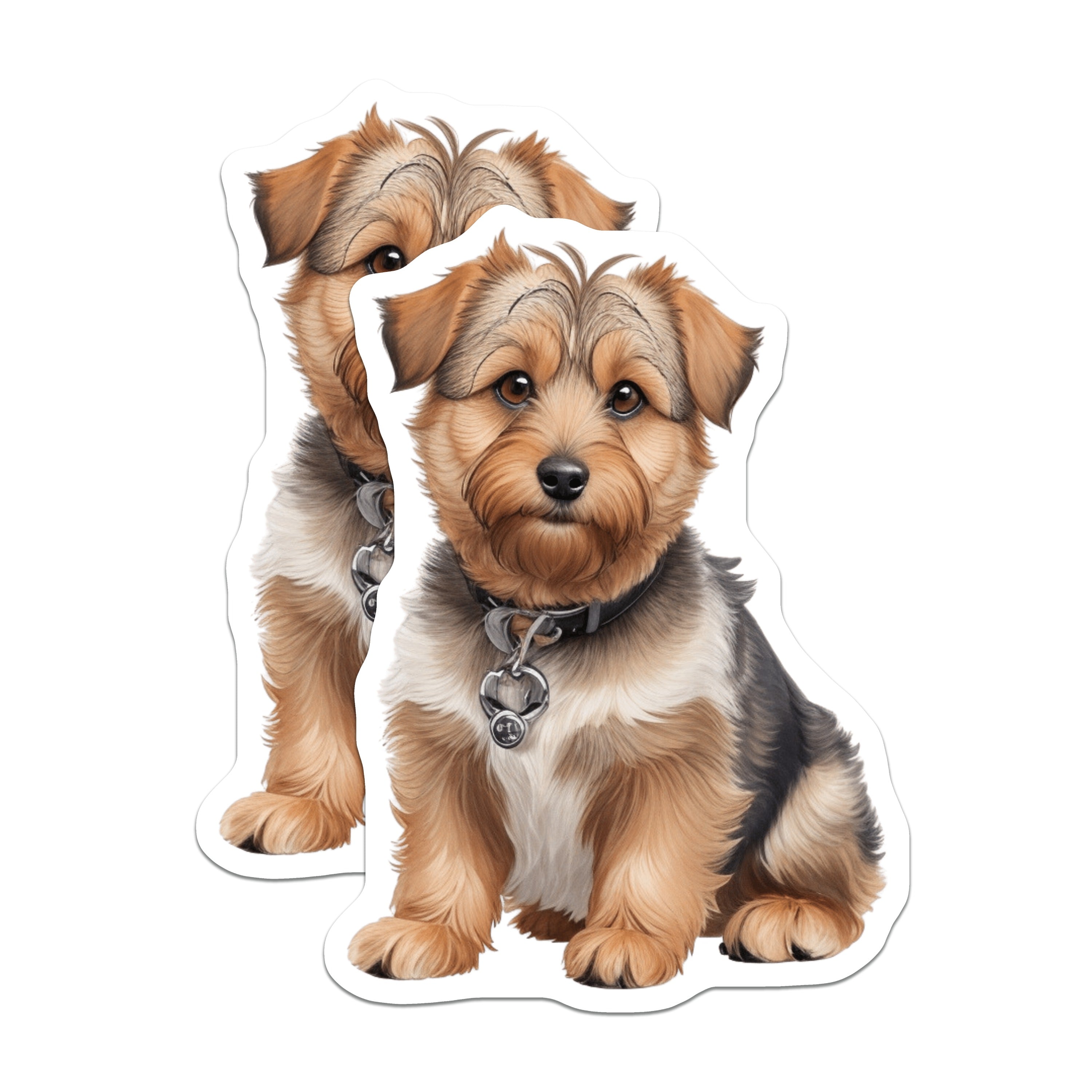 (2 Pack) Adorable Puppy Magnets - Fluffy Terrier Dog Art - Pet Lover Refrigerator Accent - Dog Owner Locker Decor - 5 Inches On Longest Side - Thick Durable Magnet - Made in USA - MAG37022