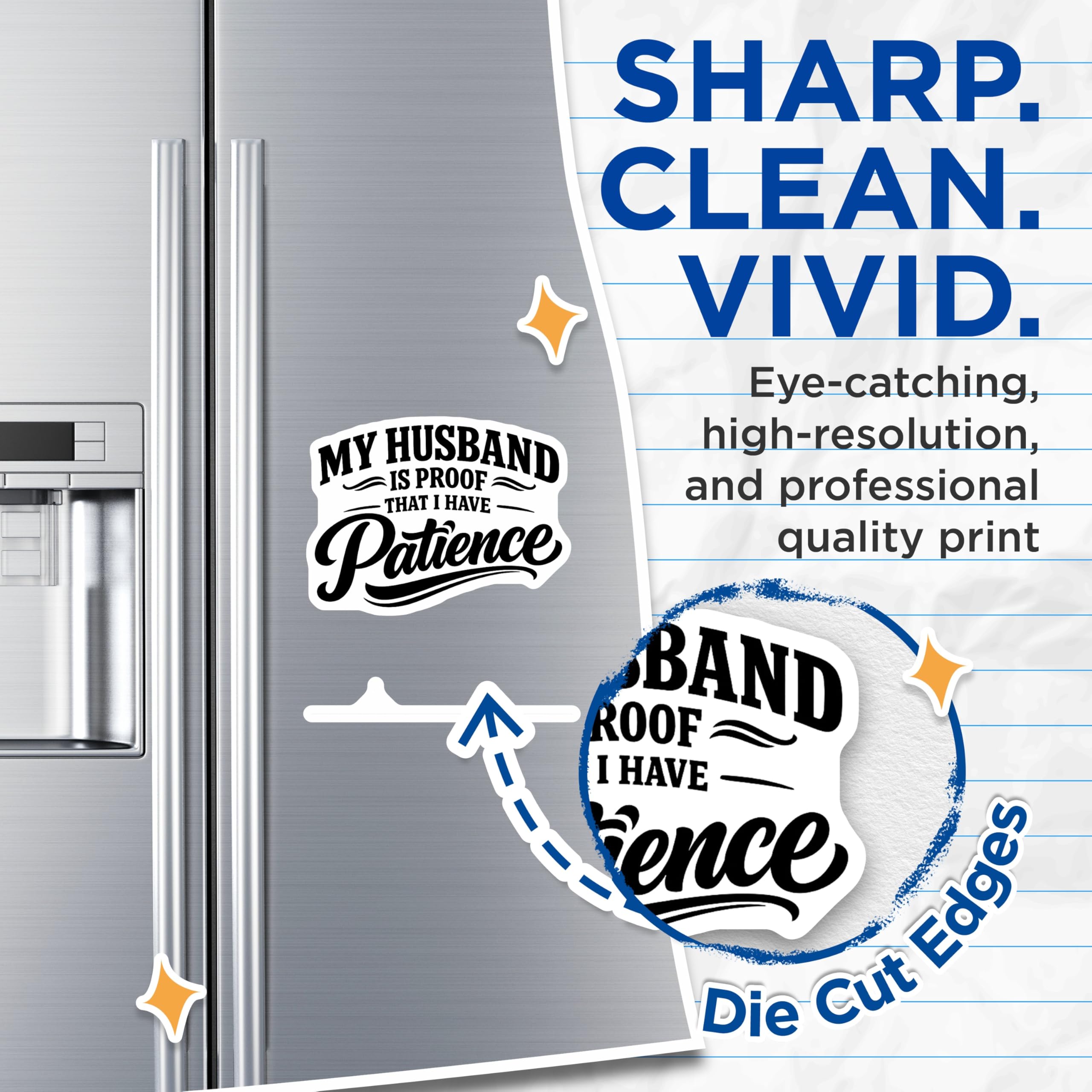 (2 Pack) Husband Patience Magnets - Funny Marriage Quote - Sarcastic Wife Humor - 5 Inches On Longest Side - Thick Durable Magnet - Made in USA - MAG20874