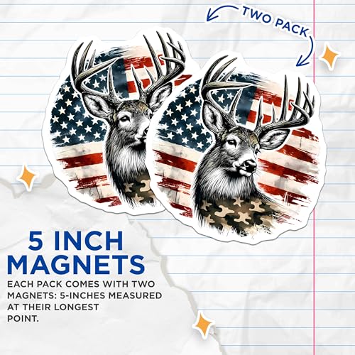 (2 Pack) Rustic American Flag Design Magnet - 5" On Longest Side - Sticks to Smooth Flat Surfaces - Made in USA - MAG9832