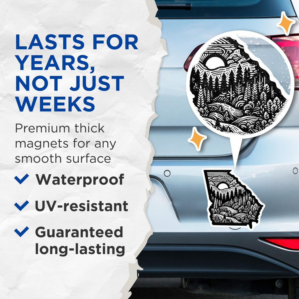 (2 Pack) Georgia State Magnets - Landscape Art - Souvenir Decoration - 5" On Longest Side - Premium Magnet - for Cars, Refrigerators, Toolboxes, Lockers - Made in USA - MAG18340