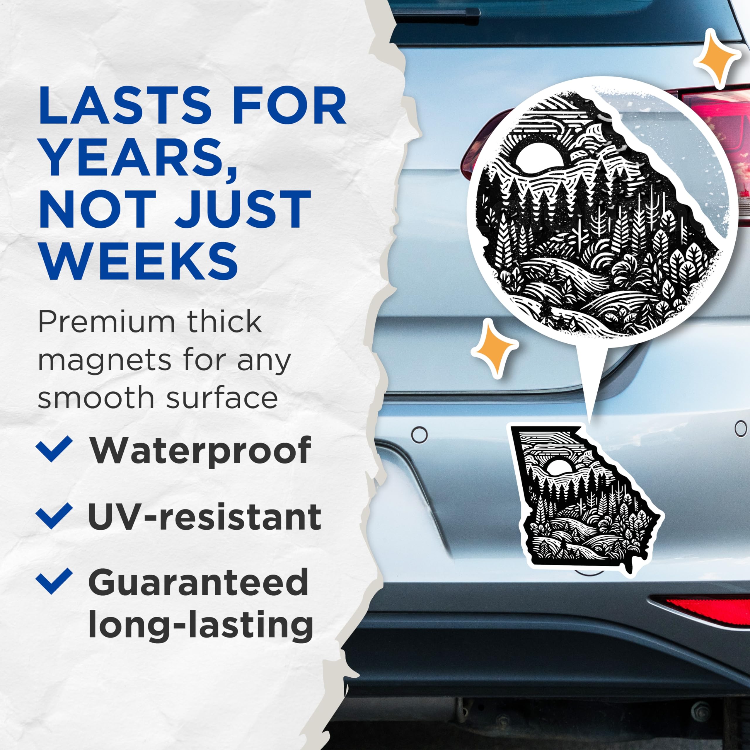 (2 Pack) Georgia State Magnets - Landscape Art - Souvenir Decoration - 5" On Longest Side - Premium Magnet - for Cars, Refrigerators, Toolboxes, Lockers - Made in USA - MAG18340