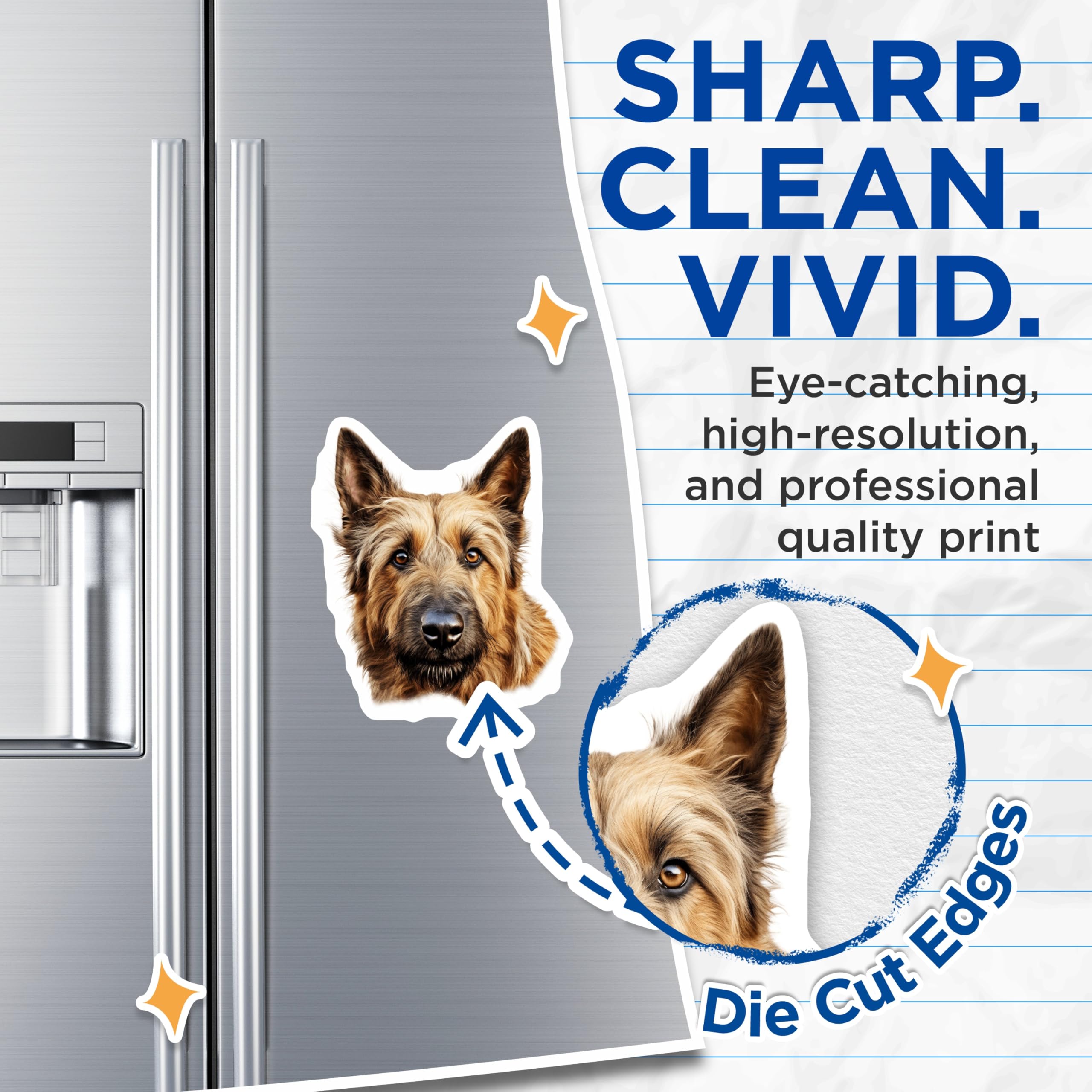 (2 Pack) Shepherd Dog Magnets - Realistic Pet Portrait Art - Dog Lover Fridge Decor Dog Mom Dad - 5 Inches On Longest Side - Thick Durable Magnet - Made in USA - MAG28344