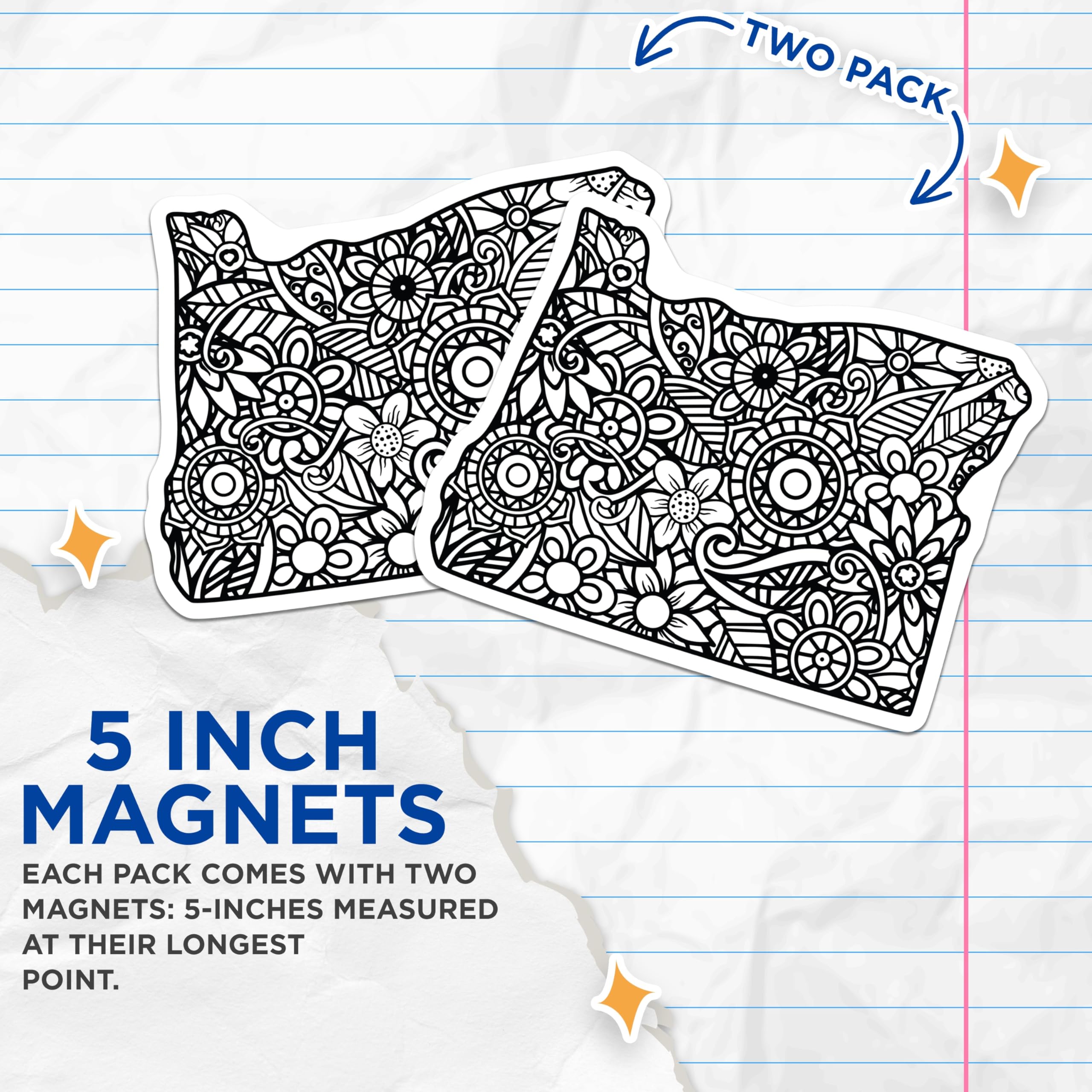 (2 Pack) Floral Mandala Magnets - Black and White Art - Decorative Refrigerator Magnets - 5" On Longest Side - Premium Magnet - for Cars, Refrigerators, Toolboxes, Lockers - Made in USA - MAG18294