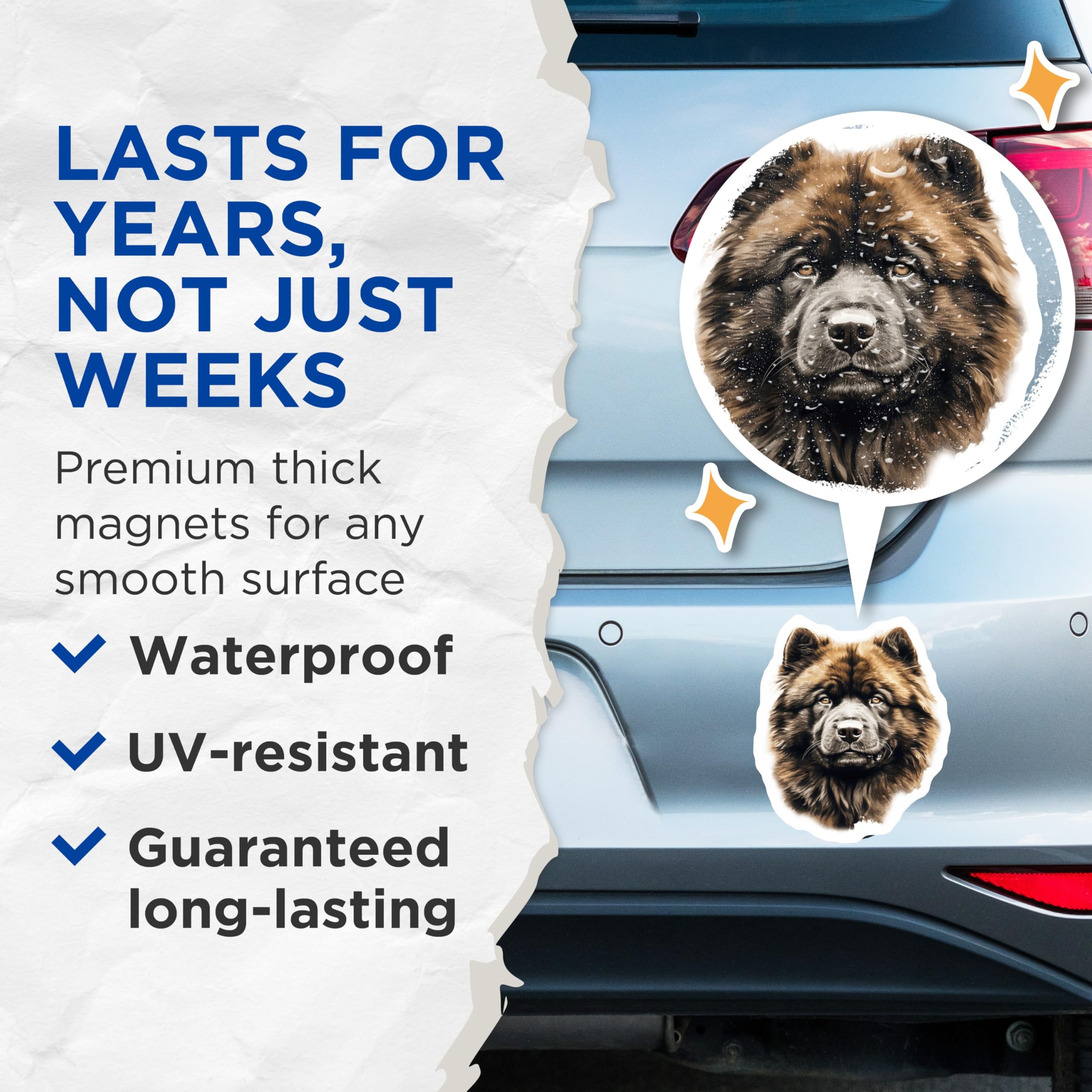 (2 Pack) Chow Chow Dog Magnets - Fluffy Brown Canine Art - Pet Lover Fridge Decor - 5 Inches On Longest Side - Thick Durable Magnet - Made in USA - MAG28752