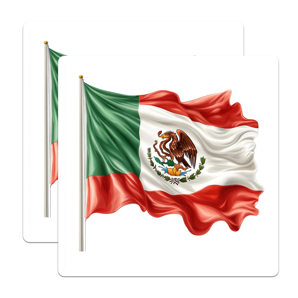 (2 Pack) Mexican Flag Magnets - National Emblem Decoration - Viva Mexico Patriotic Decor Souvenir - 5 Inches On Longest Side - Thick Durable Magnet - Made in USA - MAG26846