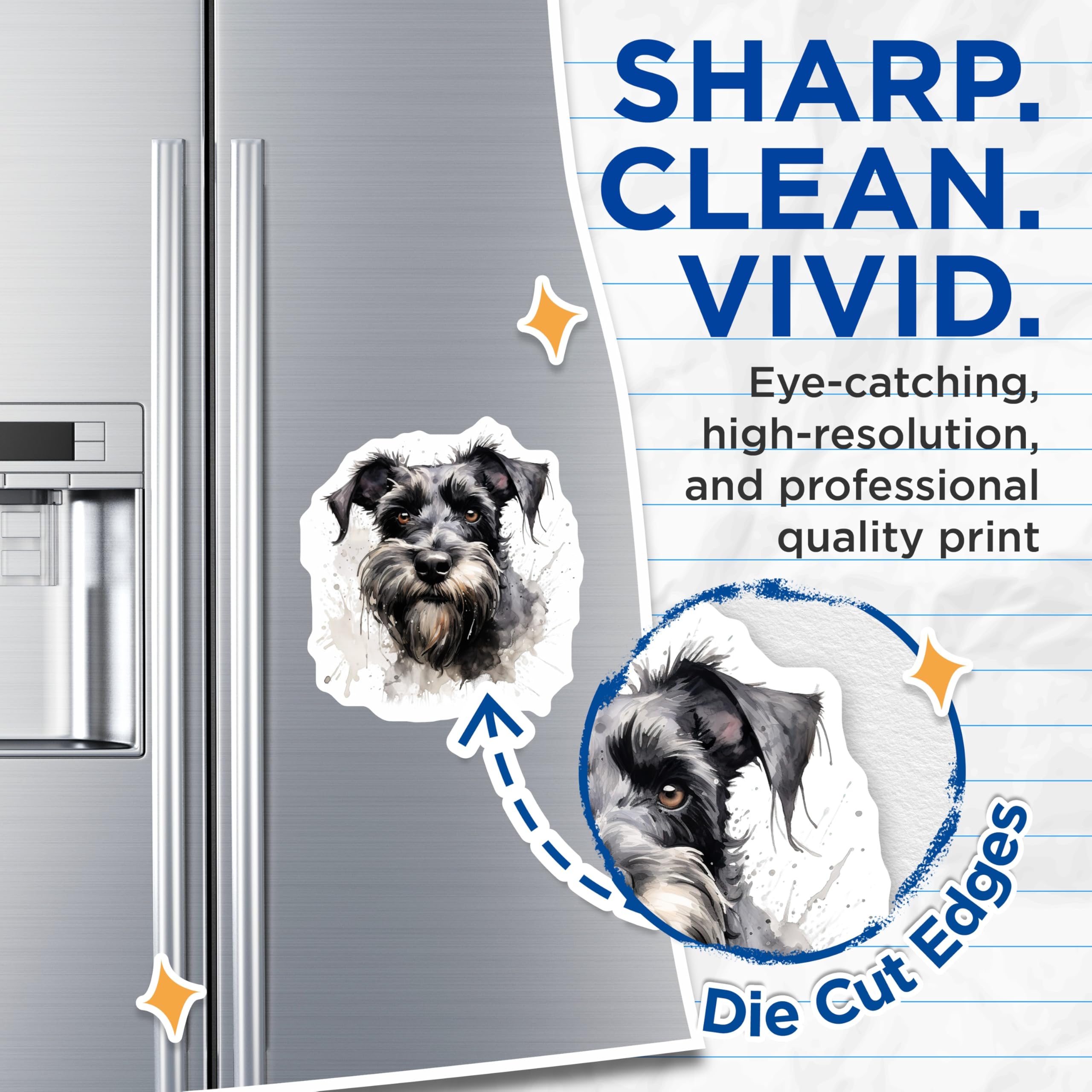 (2 Pack) Schnauzer Dog Watercolor Magnets - Pet Lover Home Decor - Dog Mom Dad Appreciation - 5 Inches On Longest Side - Thick Durable Magnet - Made in USA - MAG25495