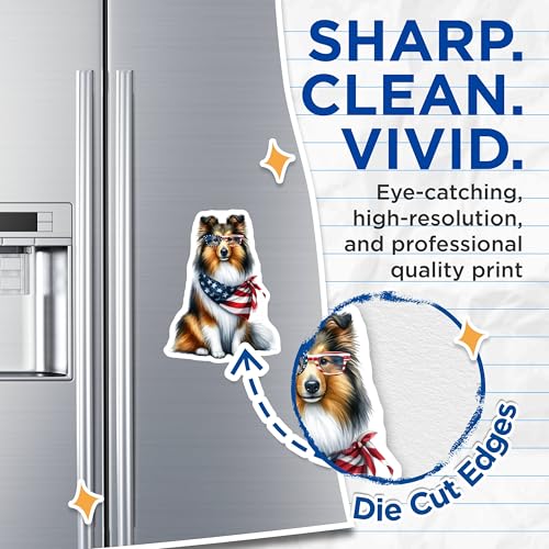 (2 Pack) Patriotic Dog Magnets - Dog Lover Gifts - Cute Puppy Sticker - Animal Refrigerator Decor - 5" On Longest Side - for Cars, Fridges, Toolboxes - Made in USA - MAG6701