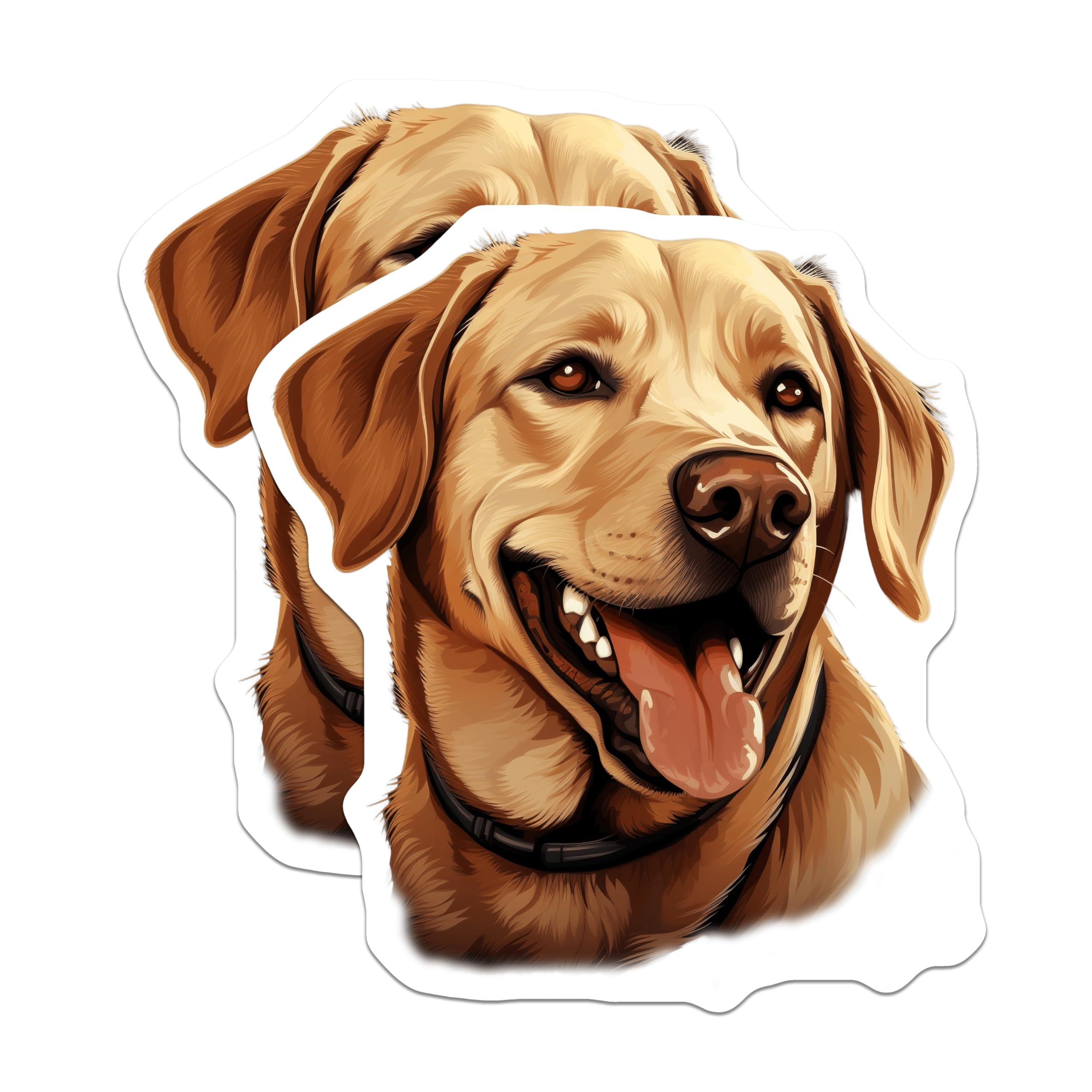 (2 Pack) Yellow Labrador Retriever Magnets - Cheerful Lab Dog Art - Pet Lover Refrigerator Decor - Animal Lover Home Accent - 5 Inches On Longest Side - Thick Durable Magnet - Made in USA - MAG23611