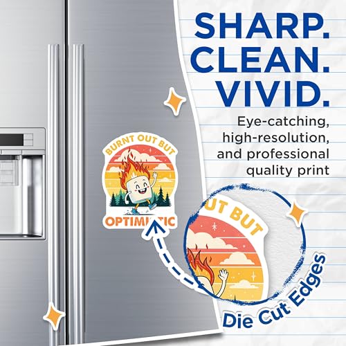 (2 Pack) Burnt Out But Optimistic Magnets - Funny Motivational Magnets - Positive Affirmation Magnets - 5" On Longest Side - for Cars, Refrigerators, Toolboxes, Lockers - Made in USA BMCS3318