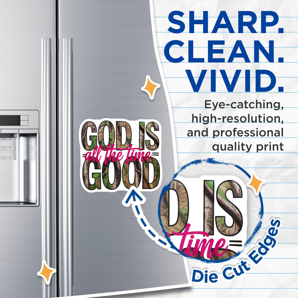 (2 Pack) God is Good All The Time Magnets - Camouflage Faith Decor - Christian Inspirational Quote - 5 Inches On Longest Side - Thick Durable Magnet - Made in USA - MAG20080