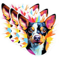 (3 Pack) Rat Terrier Decals - Colorful Dog - Laptop Decals - 3 Inches On Longest Side - Easy Peel & Apply - Made in USA - 3MCS0804
