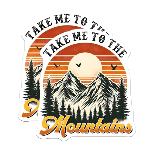 (2 Pack) Take Me to The Mountains Magnets - Adventure Lovers Magnets - Nature Scene Magnets - 5" On Longest Side - for Cars, Refrigerators, Toolboxes, Lockers - Made in USA BMCS3263