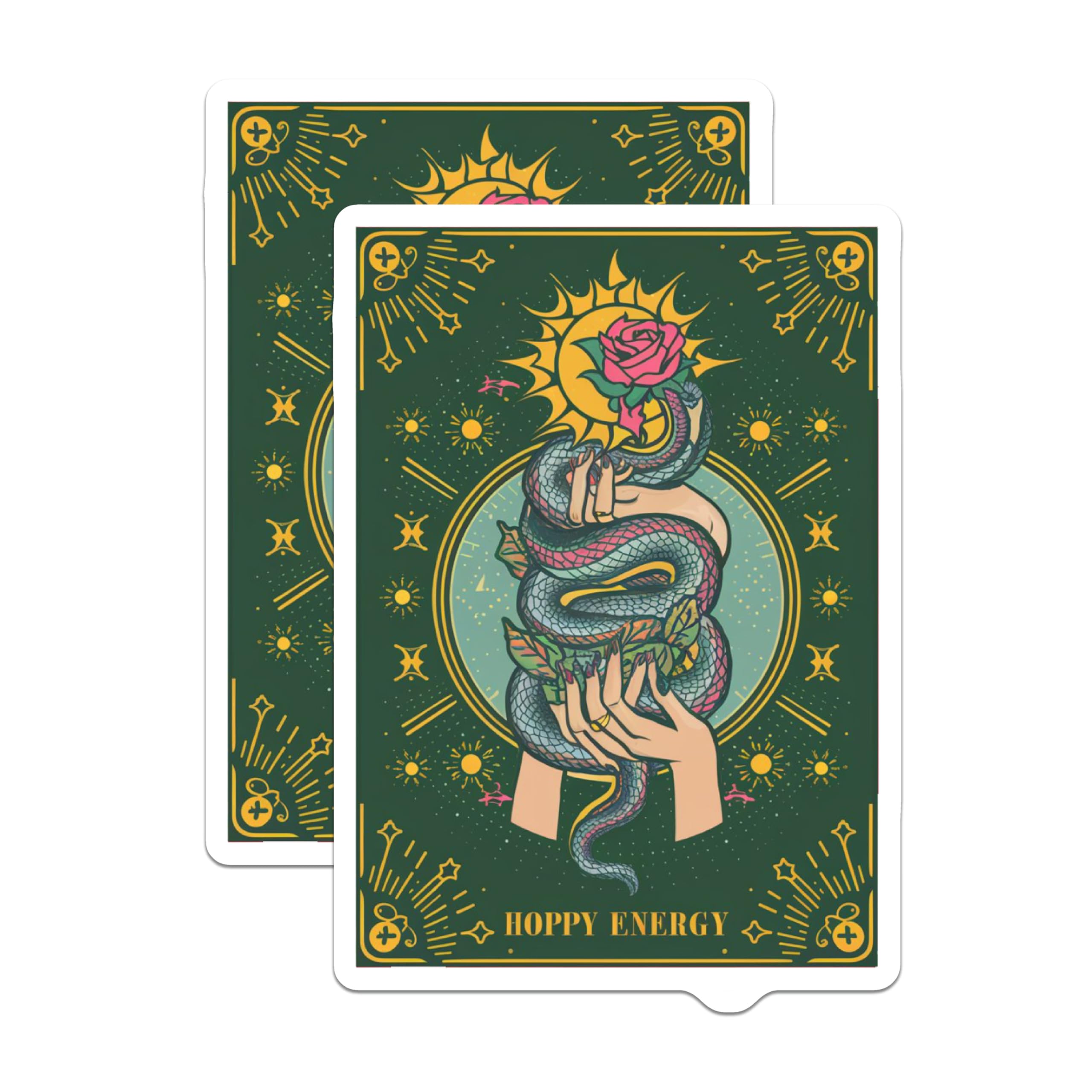 (2 Pack) Mystical Snake Rose Magnets - Celestial Sun Art - Serpent Hands Hoppy Energy Aesthetic Spiritual Decor - 5 Inches On Longest Side - Thick Durable Magnet - Made in USA - MAG22747