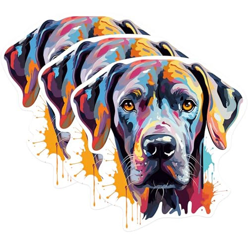 (3 Pack) Labrador Decals - Colorful Dog Art Decals - Laptop Decal - 3 Inches On Longest Side - Easy Peel & Apply - Made in USA - 3MCS0741